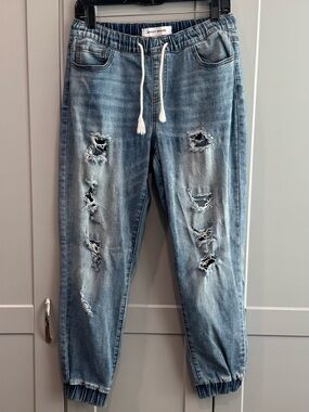 Ashley Mason Light Blue Distressed Boyfriend Jeans